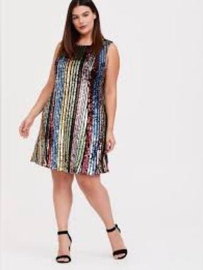 Torrid Mini Sequin Trapeze Dress Multicolor Size 1X